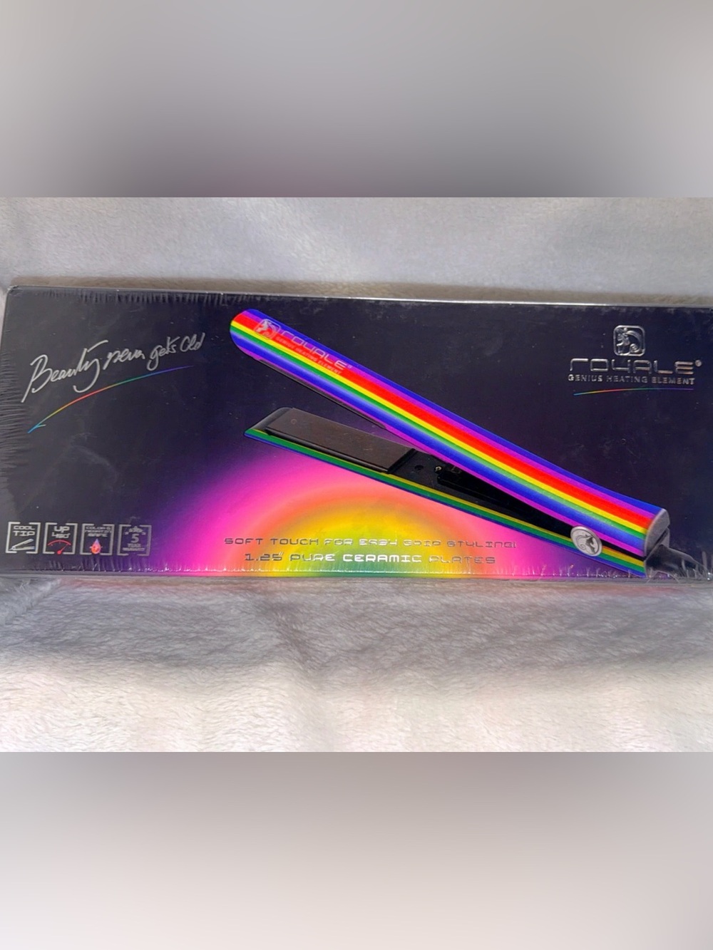 NIB Royale Genius Heating Element 1.25" Rainbow Ceramic Flat Iron